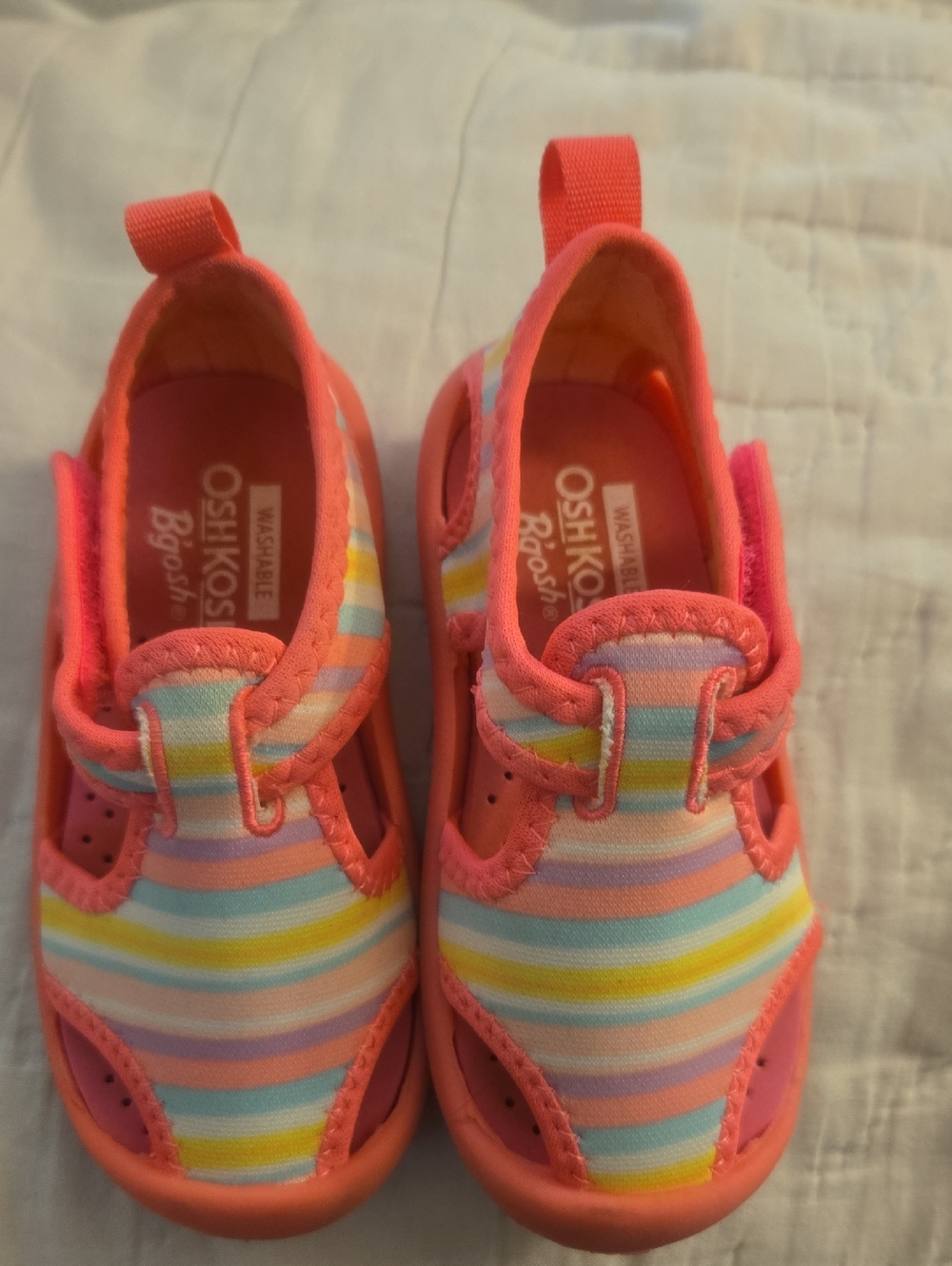 OshKosh B'gosh Coral Pink & Rainbow Stripe Water Sandals